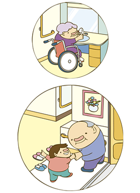 屋外看板イラスト／山一建設　あい愛ケアセンター